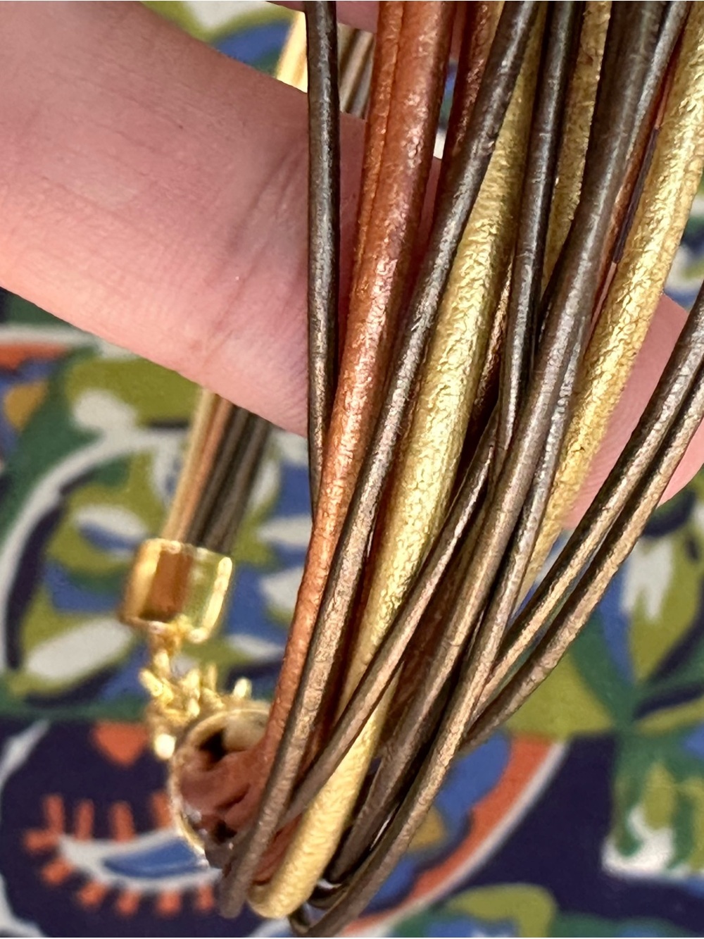 Multi-Strand Metallic Leather Bracelet in Gold & Bronze - Chico’s